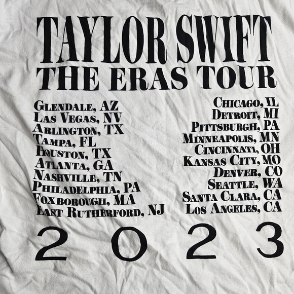 Taylor Swift The Eras Tour 2023 Official Merch White Tshirt Medium - Picture 5 of 7